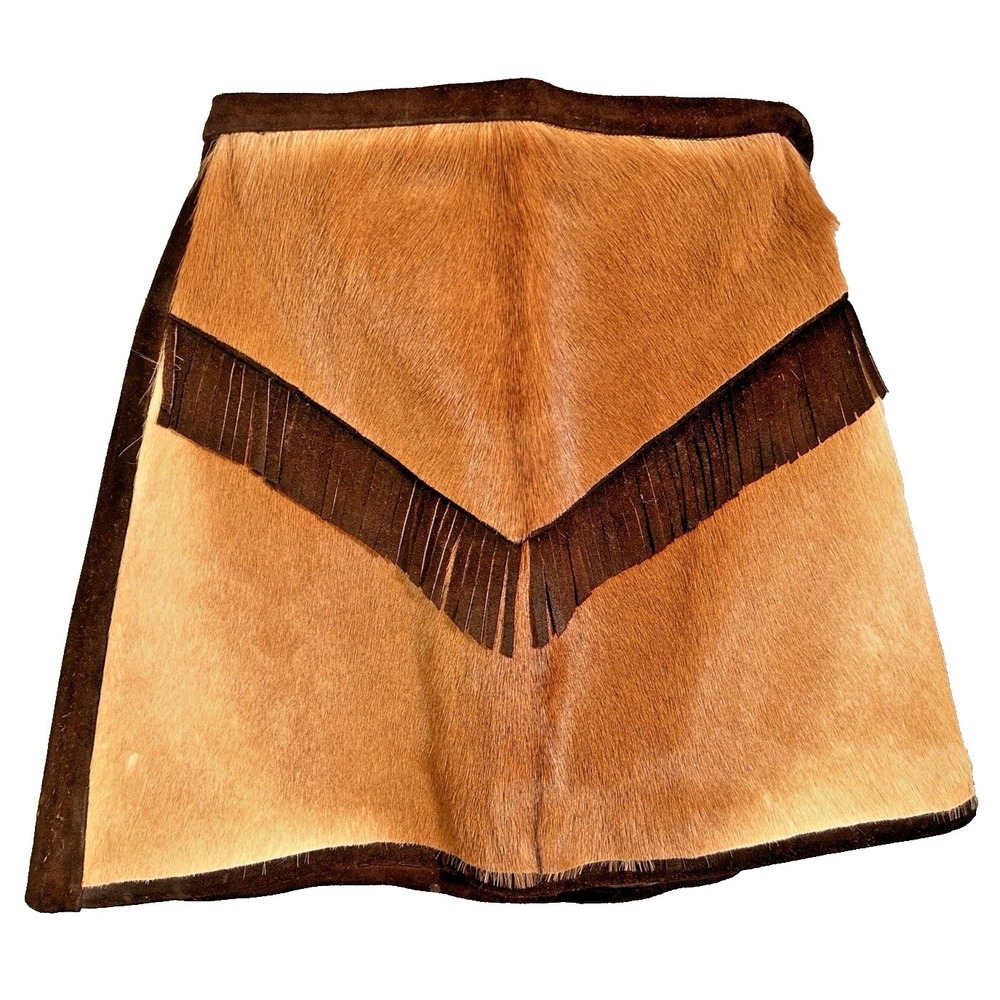 Vintage Hand-made Deer Hide Leather Suede Vest/ Skirt Fringe Three Tone OOAK - Picture 13 of 16